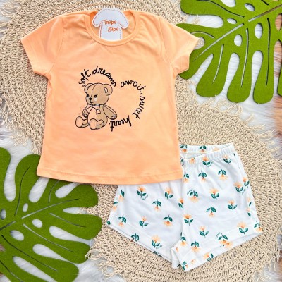 Conj Pijama Soft Dreams Salmão Ursinho 